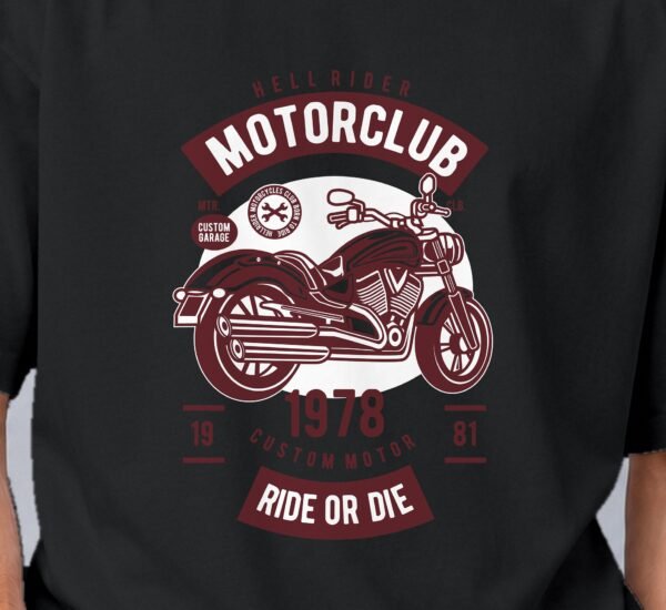 Hell Rider Motorclub 240 GSM Oversized Tee, print close-up – Kool Kameez