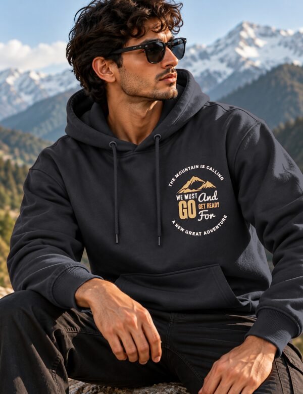 mountain-hoodie-black-lifestyle-1 The Mountain Is Calling Pullover Hoodie — 300 GSM