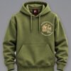 Mountain Is Calling Hoodie — Olive Green — front view The Mountain Is Calling hoodie in Olive Green — front view