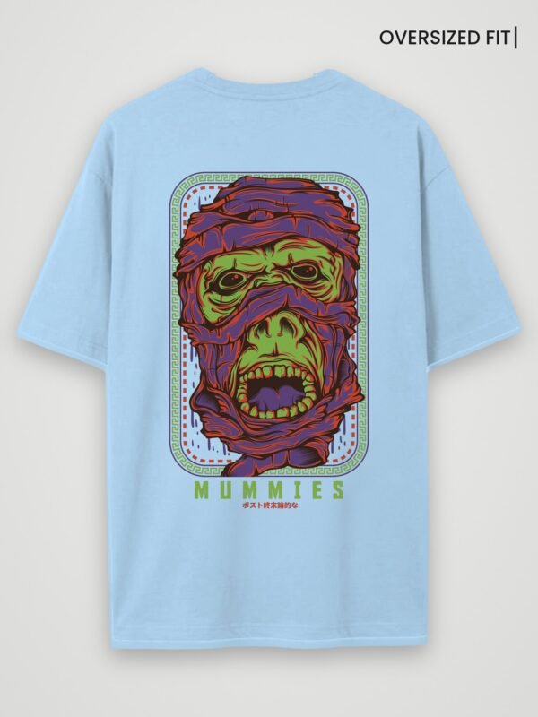 mummies oversized t-shirt baby blue back