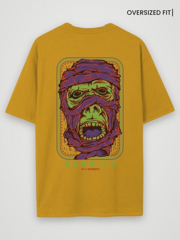mummies oversized t-shirt mustard back