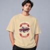 muscle-classic-car-club-tshirt-beige-front Muscle Classic Car Club Retro Round Neck T-Shirt in beige, front view – Kool Kameez