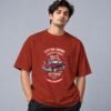 muscle-classic-car-club-tshirt-brick-red-front Muscle Classic Car Club Retro Round Neck T-Shirt in brick red, front view – Kool Kameez