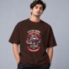 muscle-classic-car-club-tshirt-coffee-brown-front Muscle Classic Car Club Retro Round Neck T-Shirt in coffee brown, front view – Kool Kameez