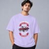 muscle-classic-car-club-tshirt-lavender-front Muscle Classic Car Club 240 GSM Oversized Tee in lavender, front view – Kool Kameez