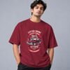 muscle-classic-car-club-tshirt-maroon-front Muscle Classic Car Club 240 GSM Oversized Tee in maroon, front view – Kool Kameez