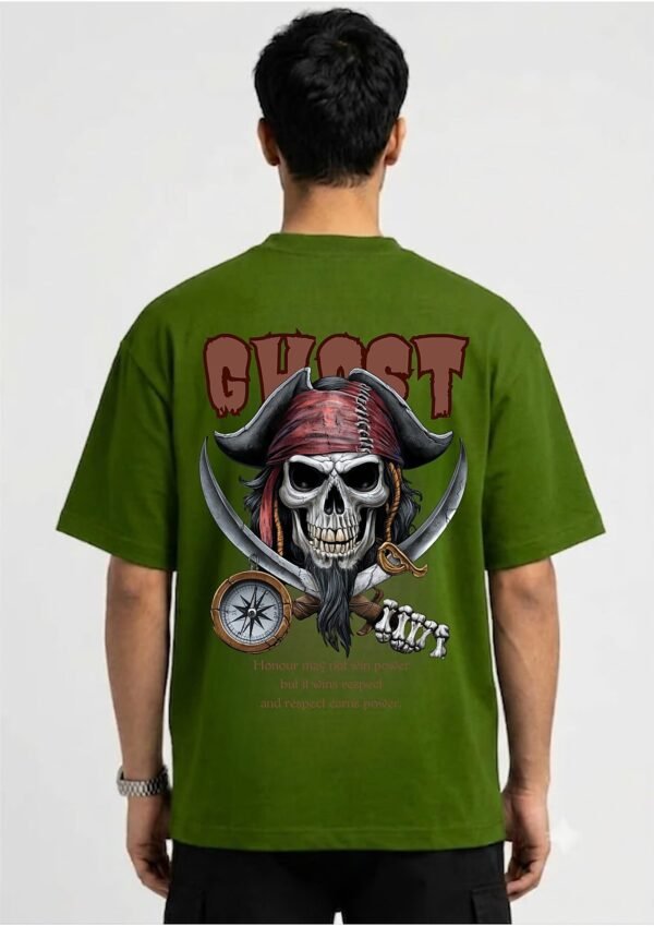 Olive Green 220 GSM Oversized Tee - back view