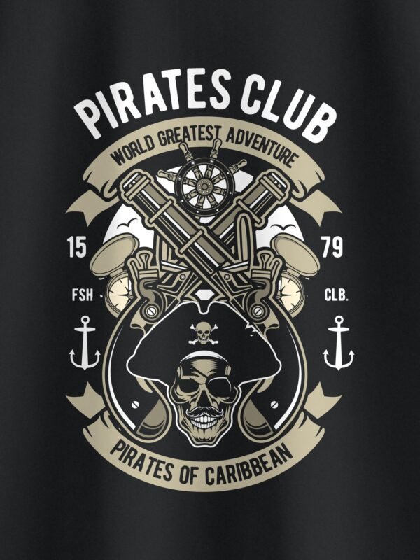 Pirates Club Retro Round Neck T-Shirt - Print Detail Pirates Club Retro Round Neck T-Shirt - Print Detail