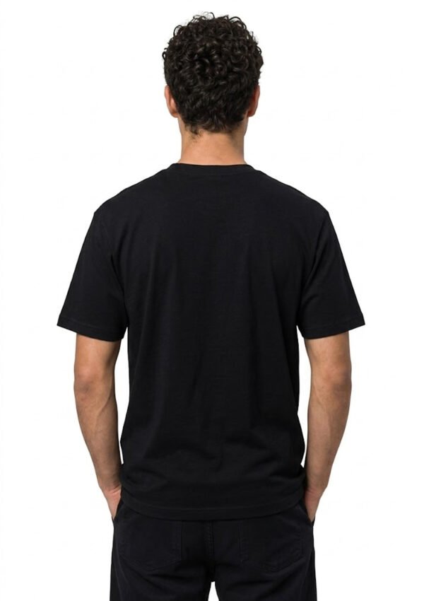 Red Ring Round Neck T-Shirt in Black, back view