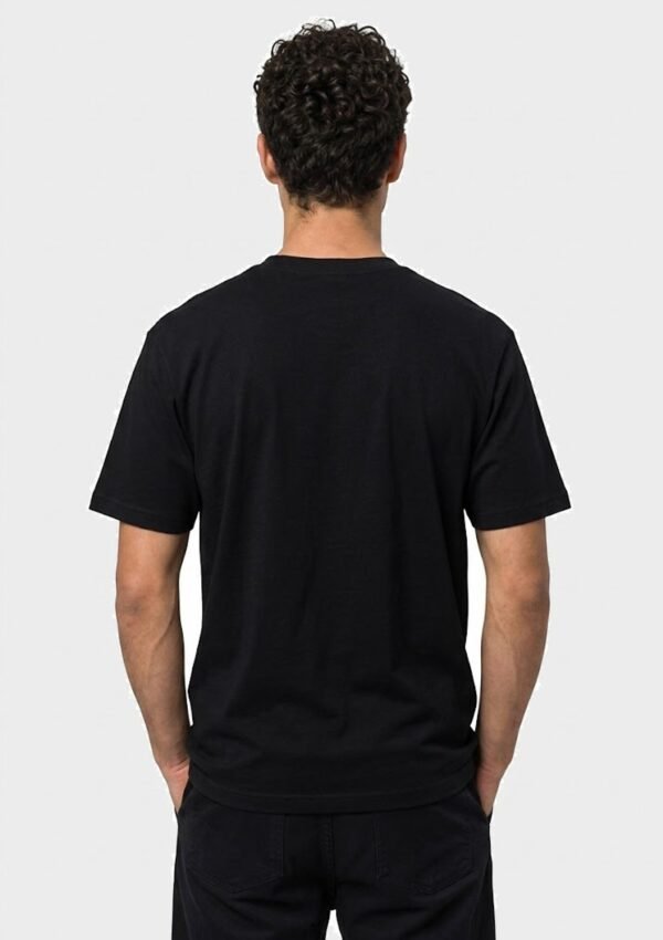 Red Ring Round Neck T-Shirt in Black, back view