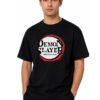 Red Ring Round Neck T-Shirt in Black, front view