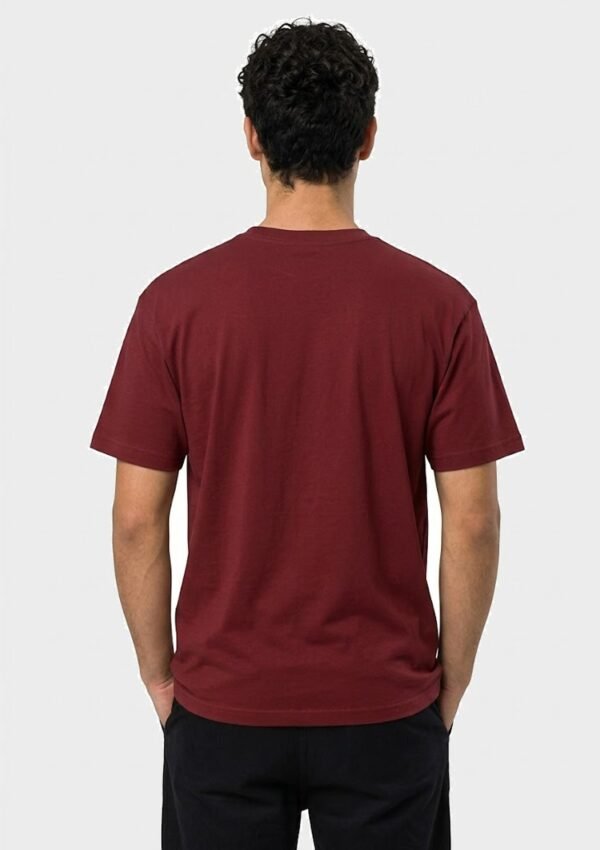 Red Ring Round Neck T-Shirt in Maroon, back view