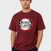 Red Ring Round Neck T-Shirt in Maroon, front view