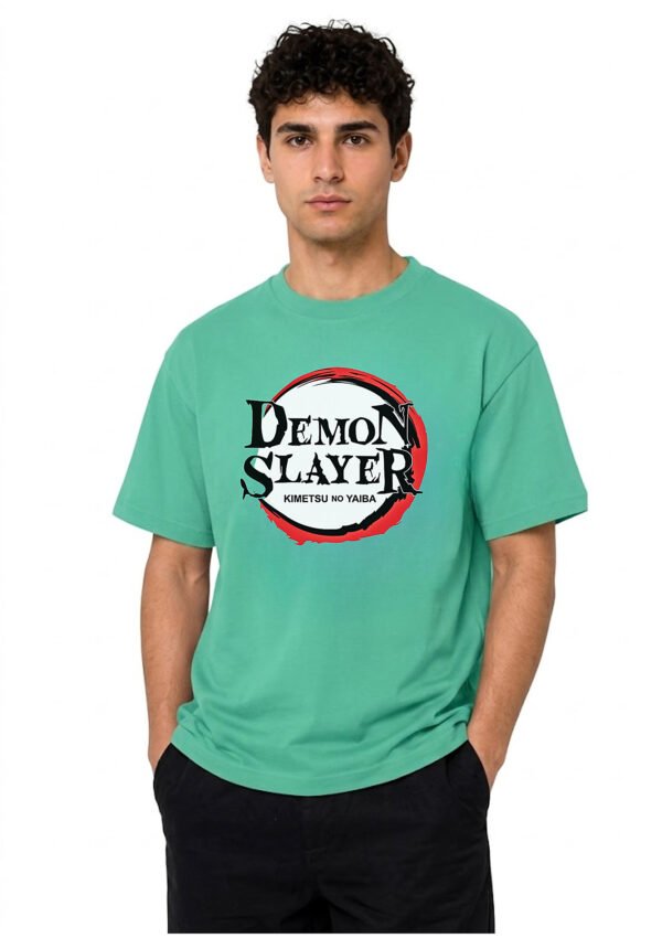 Red Ring Round Neck T-Shirt in Mint Green, front view