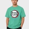 Red Ring Round Neck T-Shirt in Mint Green, front view