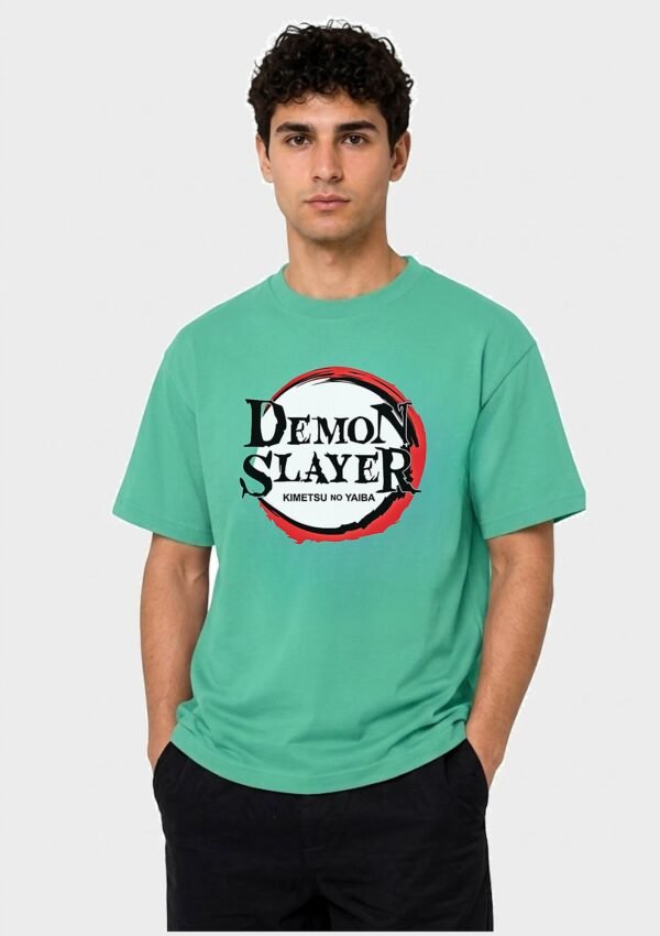 Red Ring Round Neck T-Shirt in Mint Green, front view