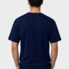Red Ring Round Neck T-Shirt in Navy Blue, back view