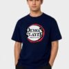 Red Ring Round Neck T-Shirt in Navy Blue, front view