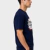 Red Ring Round Neck T-Shirt in Navy Blue, side view