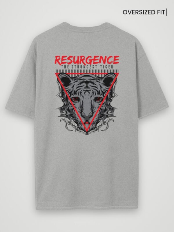 resurgence tiger oversized t-shirt grey melange back resurgence tiger oversized t-shirt grey melange back