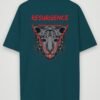 resurgence tiger oversized t-shirt petrol blue back resurgence tiger oversized t-shirt petrol blue back
