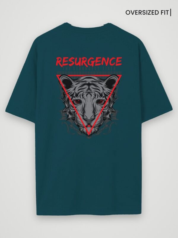 resurgence tiger oversized t-shirt petrol blue back resurgence tiger oversized t-shirt petrol blue back
