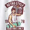 Retro Style Good Vibes Only Round Neck T-Shirt - Print Detail