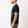 Retro Wave Palm Round Neck T-Shirt - black side Black retro wave and palm tree graphic round neck t-shirt, side view
