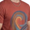 Retro Wave Palm Round Neck T-Shirt - brown closeup Brown retro wave graphic round neck t-shirt, print close-up