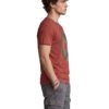 Retro Wave Palm Round Neck T-Shirt - brown side Brown retro wave and palm tree graphic round neck t-shirt, side view