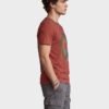 Retro Wave Palm Round Neck T-Shirt - brown side Brown retro wave and palm tree graphic round neck t-shirt, side view