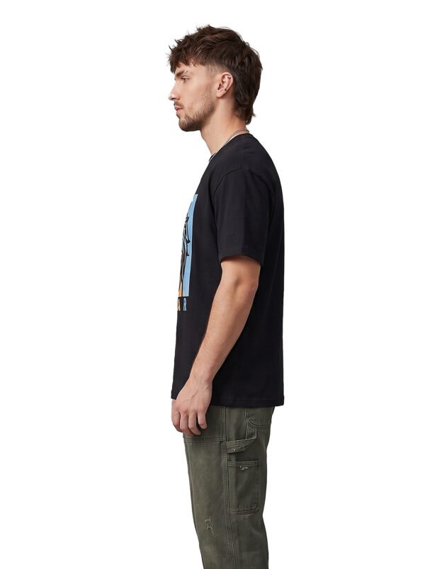Roar Lion Round Neck T-Shirt in Black, side view