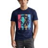 Roar Lion Round Neck T-Shirt in Navy Blue, front view
