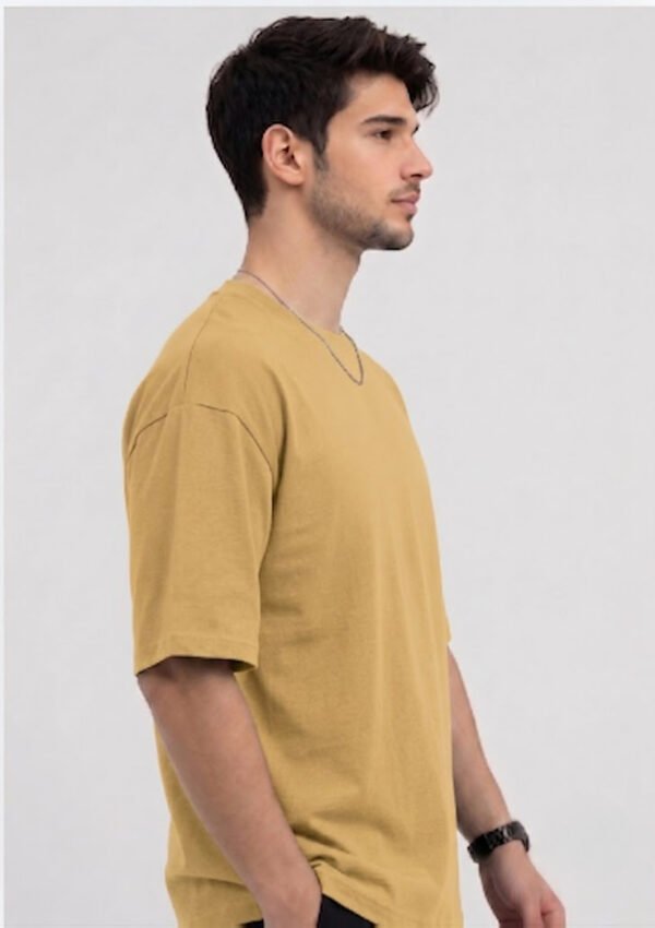 Mustard drop-shoulder oversized t-shirt, side view