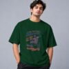 Born To Skate Skateboard Club 240 GSM Oversized Tee in bottle green, front view – Kool Kameez