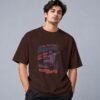 Born To Skate Skateboard Club Retro Round Neck T-Shirt in coffee brown, front view – Kool Kameez