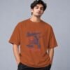 Born To Skate Skateboard Club Retro Round Neck T-Shirt in copper, front view – Kool Kameez