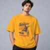 Born To Skate Skateboard Club 240 GSM Oversized Tee in golden yellow, front view – Kool Kameez