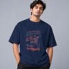 Born To Skate Skateboard Club 240 GSM Oversized Tee in navy blue, front view – Kool Kameez