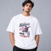 Born To Skate Skateboard Club 240 GSM Oversized Tee in white, front view – Kool Kameez