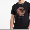 Skull Flame Round Neck T-Shirt - Black