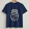 Steam Power Locomotive Round Neck T-Shirt - Navy Blue - Front View Steam Power Locomotive Round Neck T-Shirt - Navy Blue - Front View
