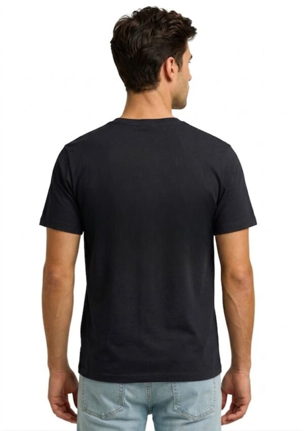 Stepping Stones Quote Round Neck T-Shirt - black back Black Turn Your Obstacles Into Stepping Stones quote round neck t-shirt, back view