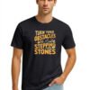 Stepping Stones Quote Round Neck T-Shirt - black front Black Turn Your Obstacles Into Stepping Stones quote round neck t-shirt, front view