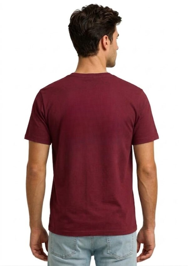 Stepping Stones Quote Round Neck T-Shirt - maroon back Maroon Turn Your Obstacles Into Stepping Stones quote round neck t-shirt, back view