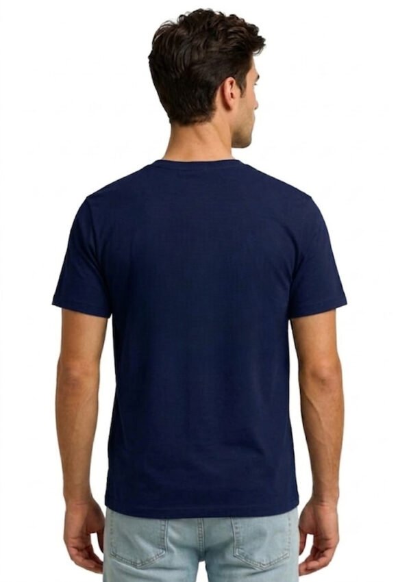Stepping Stones Quote Round Neck T-Shirt - navy back Navy blue Turn Your Obstacles Into Stepping Stones quote round neck t-shirt, back view