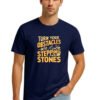 Stepping Stones Quote Round Neck T-Shirt - navy front Navy blue Turn Your Obstacles Into Stepping Stones quote round neck t-shirt, front view