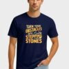 Stepping Stones Quote Round Neck T-Shirt - navy front Navy blue Turn Your Obstacles Into Stepping Stones quote round neck t-shirt, front view