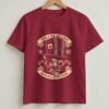 True Gentleman Skull Round Neck T-Shirt - Maroon - Front View