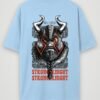 viking strong knight oversized t-shirt baby blue back